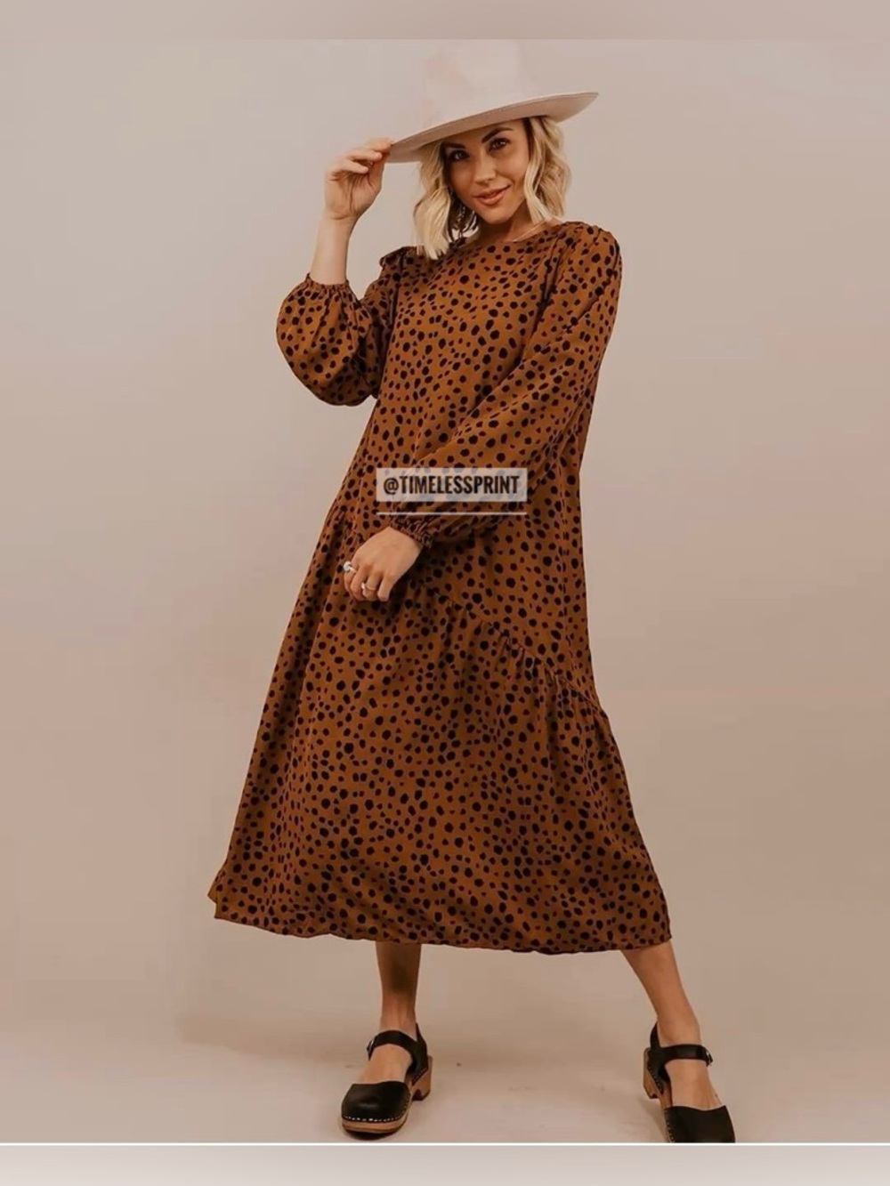 Mustard & Black Midi Dress